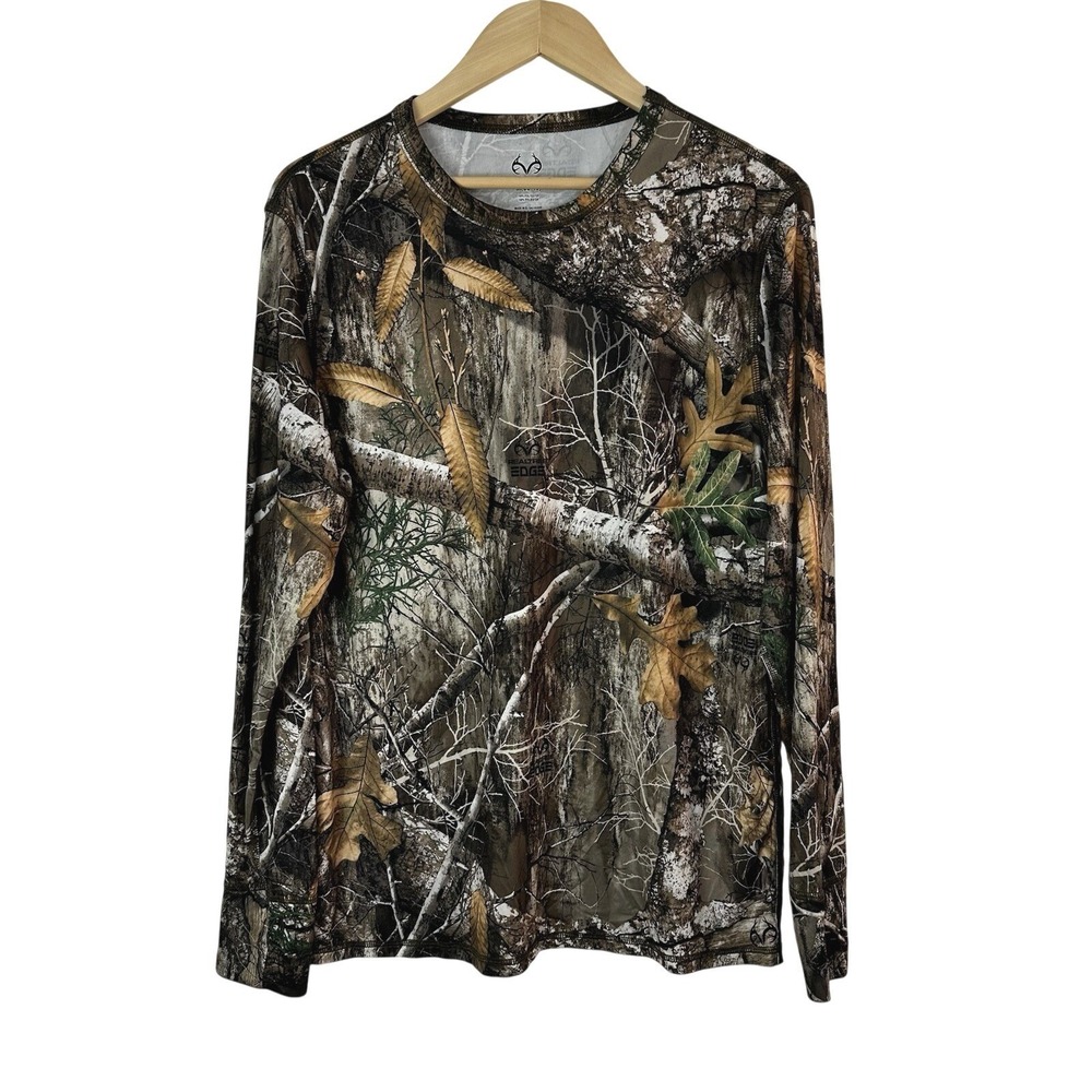 Realtree Edge Long Sleeve Shirt Men's Medium Woodland Camouflage Hunting Outdoor